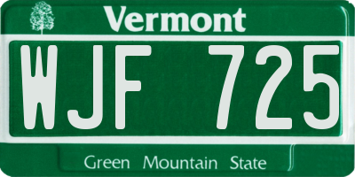 VT license plate WJF725