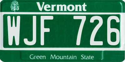 VT license plate WJF726