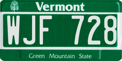 VT license plate WJF728