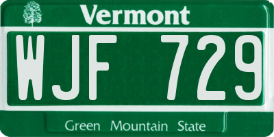 VT license plate WJF729