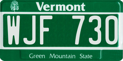 VT license plate WJF730