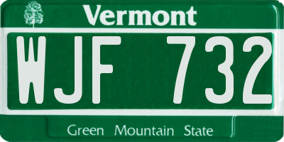 VT license plate WJF732
