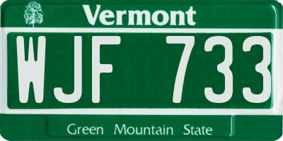 VT license plate WJF733