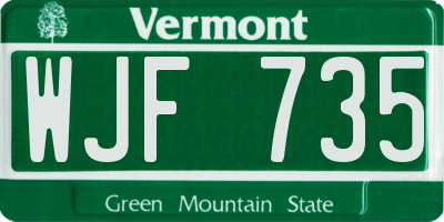 VT license plate WJF735