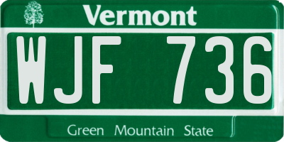 VT license plate WJF736