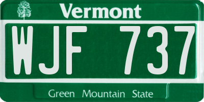 VT license plate WJF737