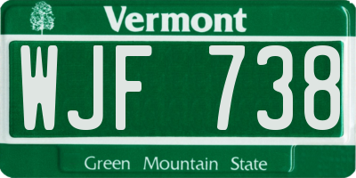 VT license plate WJF738