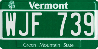 VT license plate WJF739