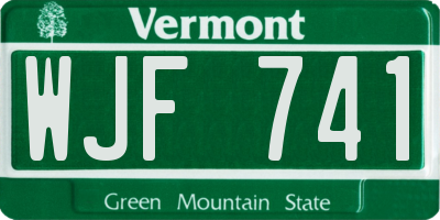 VT license plate WJF741