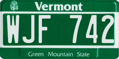 VT license plate WJF742