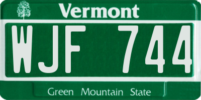 VT license plate WJF744