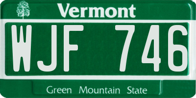 VT license plate WJF746