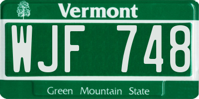 VT license plate WJF748