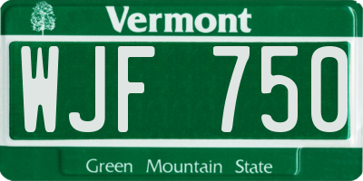 VT license plate WJF750