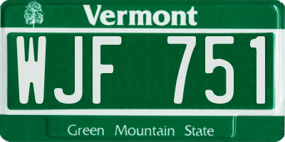 VT license plate WJF751