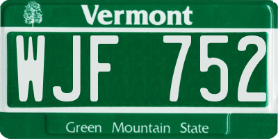 VT license plate WJF752