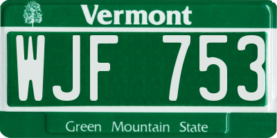 VT license plate WJF753