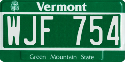 VT license plate WJF754