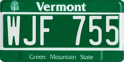 VT license plate WJF755