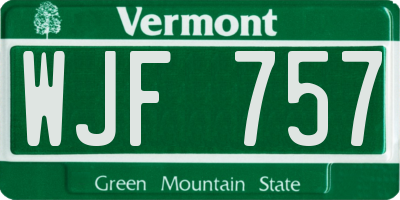 VT license plate WJF757
