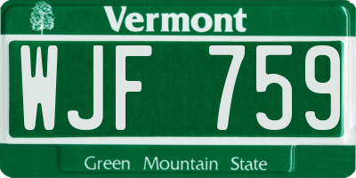 VT license plate WJF759
