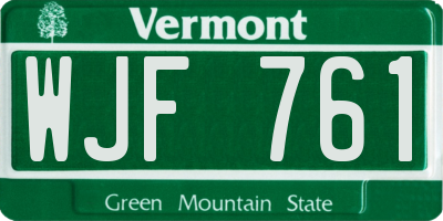 VT license plate WJF761