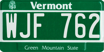 VT license plate WJF762