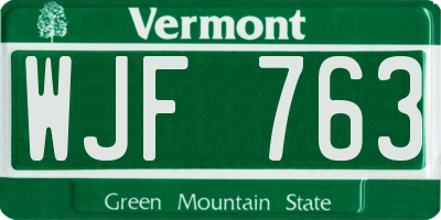 VT license plate WJF763