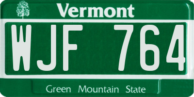 VT license plate WJF764