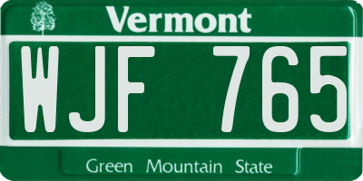 VT license plate WJF765