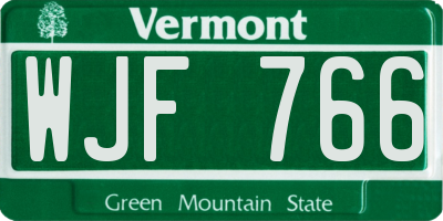 VT license plate WJF766