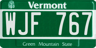 VT license plate WJF767
