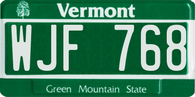 VT license plate WJF768