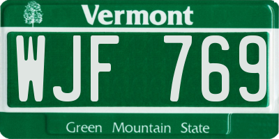 VT license plate WJF769