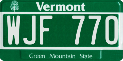 VT license plate WJF770