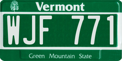 VT license plate WJF771