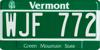 VT license plate WJF772