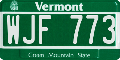 VT license plate WJF773