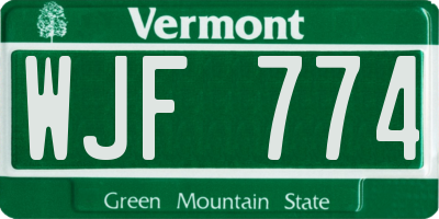 VT license plate WJF774