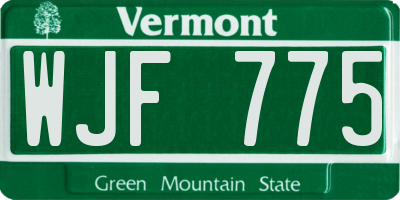 VT license plate WJF775