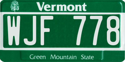 VT license plate WJF778