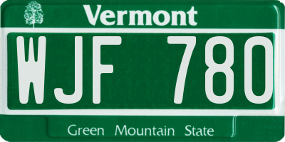 VT license plate WJF780