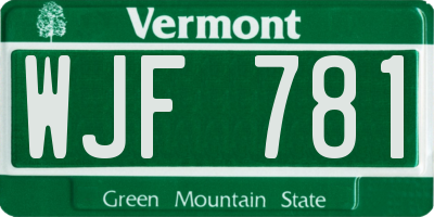 VT license plate WJF781