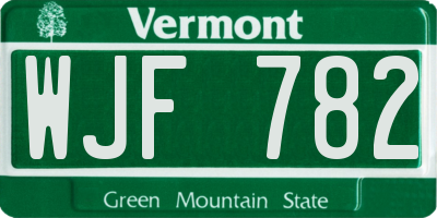 VT license plate WJF782