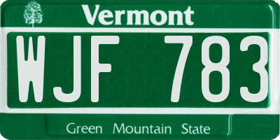 VT license plate WJF783
