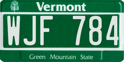 VT license plate WJF784