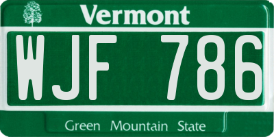 VT license plate WJF786