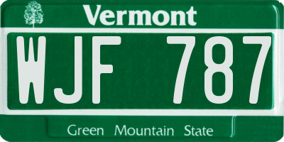 VT license plate WJF787