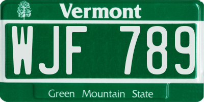 VT license plate WJF789