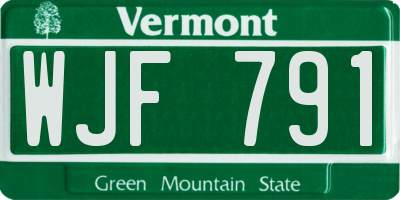 VT license plate WJF791